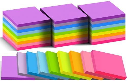 3x3 Sticky Notes 36 Pads, 9 Bright Colors Self-Adhesive Memo Pads, Strong Adhesive, Perfect for Office Desk, Home Reminders, School, Notebooks - color: Bright Color