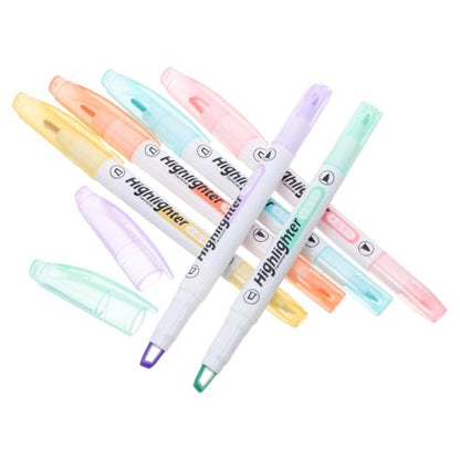 LALAFINA 6 Pack Dual Tip Highlighters Clear View Highlighter for School,Office, Bible, Notes, Journaling, Planners