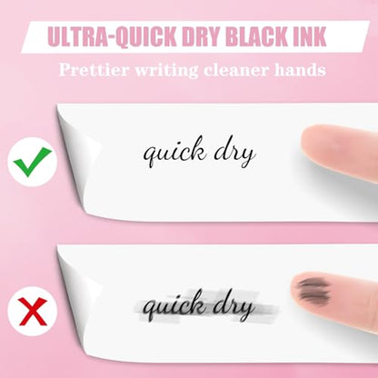 Piochoo Aesthetic Pens, 8 Pcs 0.5mm Gel Pens, No Smudge Quick Dry Smooth Writing Pens, Cute Black Ink Journaling Pens for Women Nurse School Office Desk Accessories - color: Pastel Color