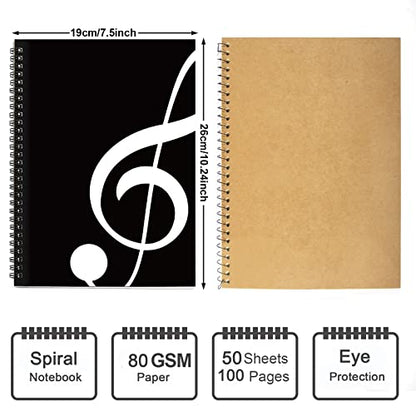 MAXCURY Blank Sheet Music Composition Manuscript Staff Paper Art Music Notebook Black 100 Pages 26x19cm (Black) - color: Black Note