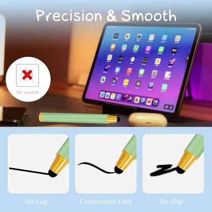 AGREJO Kid-Friendly Stylus Pens for Touch Screens, Crayon Stylus Pen for iPhone Ipad Air Mini Pro, Fire HD Kids Tablet, Android Tablet, Dragon Touch - Blue Pink Green Purple Red (5 Pack)