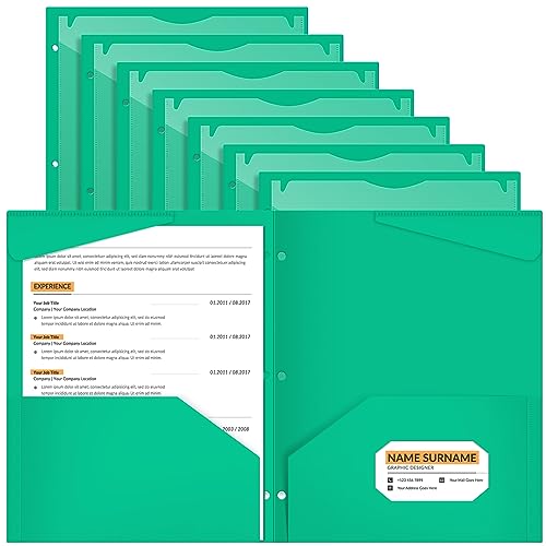 Henoyso 24 Pcs Green Plastic Folders with 2 Pockets and Clear Front Pocket 3 Holes Bulk Heavy Duty Letter Size Folders for Back to School, Office & Home, Classroom Organization - color: Green