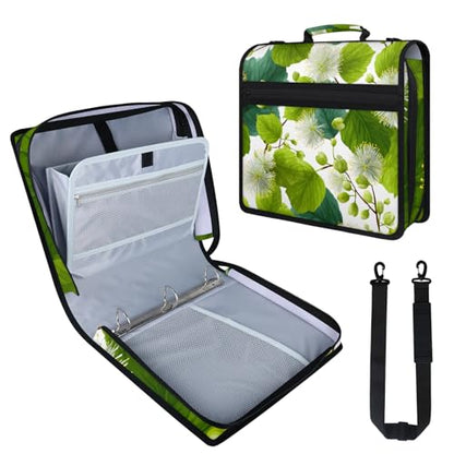 Dandelion Flower Zipper Binder, 3 D-Ring Expanding File Folder with Handle & Adjustable Shoulder Strap, 400 Sheets Capacity Multi-Pocket Organizer for 13 Inch Laptop - color: Dandelion Flower