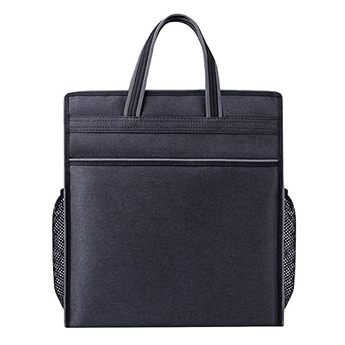 Oxford Zippered Document Bag with Handle File Tote Bag Pouch for Carrying Paper Files Books Filing Folder 1 Pack (Black) - color: Black