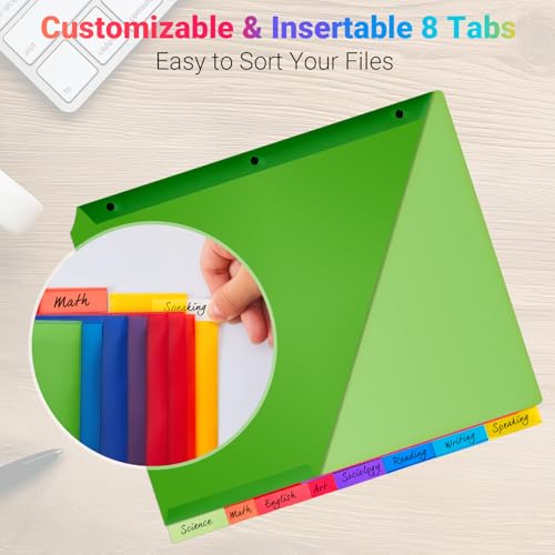 8-Tab Dividers for 3-Ring Binders, 16 Counts 3 Holes Index Dividers with 2 Pockets, Insertable 8 Tabs Binder Divider for 0.5''/1''/2''/3'' Inch Binders, 8 Colors