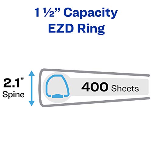 Avery Heavy-Duty View 3 Ring Binder, Extra Wide, 1.5" EZD Rings, 1 White Binder (01319) (Pack of 2) - size: 1.5" (Pack of 2)