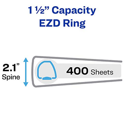 Avery Heavy-Duty View 3 Ring Binder, Extra Wide, 1.5" EZD Rings, 1 White Binder (01319) (Pack of 2) - size: 1.5" (Pack of 2)