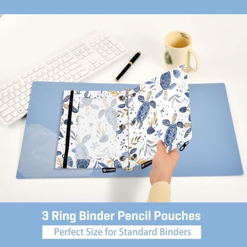 SUABO Turtle Pencil Pouch for 3 Ring Binder, 2 PCS Binder Pencil Pouch with Zipper, Clear Window Zipper Pencil Case Pencil Bags for Office Supplies - color: Turtle