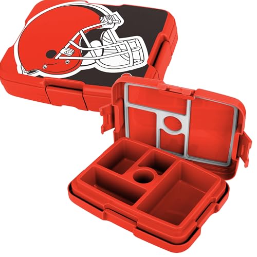 FOCO NFL Unisex-Adult Officially Licensed 2-Tone Big Logo Team Color Football Leak Proof 5 Compartment Bento Lunch Box - Cleveland Browns - color: Cleveland Browns