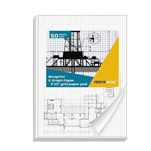 Graph Paper Pad 8.5" x 11" White 4x4 Quad Ruled Notepads 50 Double-Sided Sheets per Pad Easy-Tear Perforated Sheets for Math, Engineering & Classroom Use (1, White) - size: 8.5" x 11" - 1 Pack
