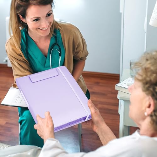 JoyCat 3 Ring Binder Clipboard with Storage,12.4"x10.2"Magnetic Clipboard Folder with 5 Expandable Folders,Refillable Lined Notepad (11" x 8.5"),Ideal for School Office Nursing(Purple) - color: Purple