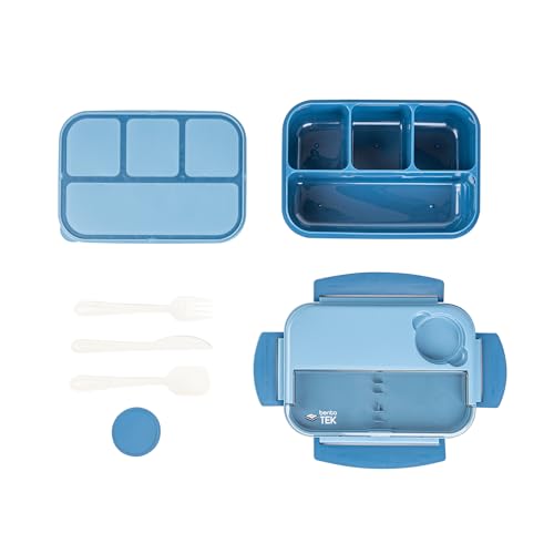 Restaurantware Bento Box 1 Count 44 Ounce Plastic Lunch Box With Cutlery, Leakproof Microwave-Safe Meal Prep Container Reusable Versatile Blue for Travel - size: 1 Count, style: 44 oz - Blue