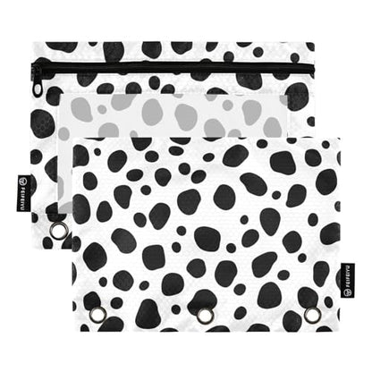 2 Pack 3 Ring Binder Pencil Pouch Dalmatian Pencil Case Pencil Bags with Zipper, Clear PVC Binder Pockets for Office Daily Supplies - color: Color 6