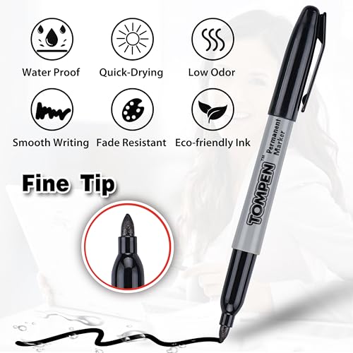Black Permanent Markers Bulk Fine Tip 500 Pack,Use for Halloween,Waterproof Permanent Marker Pens with Quick Drying on Wood,Plastic,Paper,Metal,Mirror for Office School Classroom Home