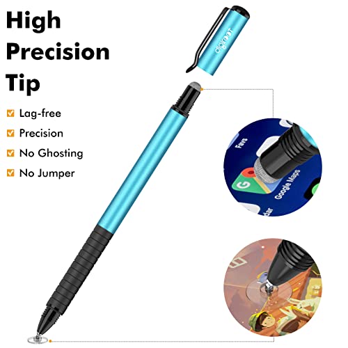 Digiroot Universal Stylus,[2-in-1] Disc Stylus Pens for All Touch Screens Cell Phones, iPad, Tablets, Laptops with 6 Replacement Tips(4 Discs, 2 Fiber Tips Included) - (Blue) - color: Blue