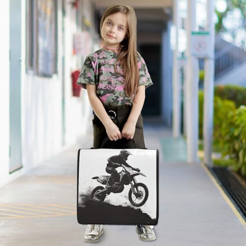 Motocross Rider Zipper Binder for School with Shoulder Strap & Extra Pockets - 1.5 Inch 3-Ring Binder Holds 500+ Sheets, Textbooks, Laptop - color: Motocross Rider
