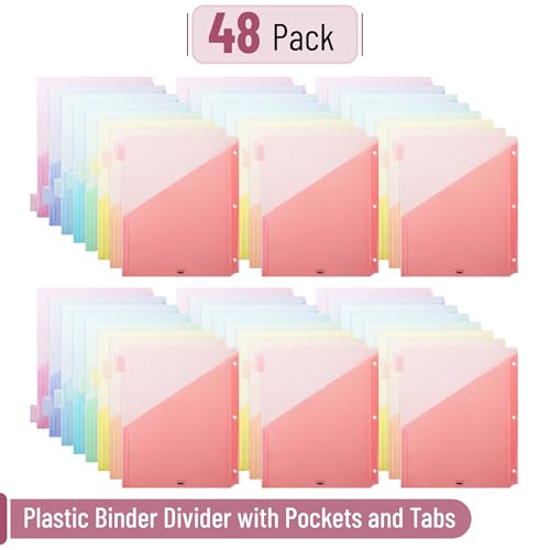 Mr. Pen- Binder Dividers with Pockets and Tabs, 48 Pack | Colorful, Bulk 3 Ring Binder Dividers with Tabs and Pockets on Both Sides - color: Macaron, size: 48 Pack