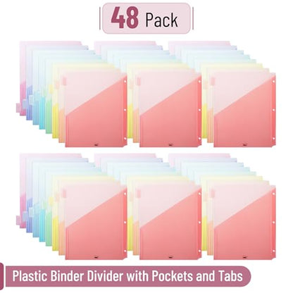 Mr. Pen- Binder Dividers with Pockets and Tabs, 48 Pack | Colorful, Bulk 3 Ring Binder Dividers with Tabs and Pockets on Both Sides - color: Macaron, size: 48 Pack
