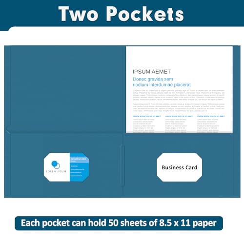 Two Pocket Folders, PANDRI 50 Pack 2 Pocket Folders, Letter Size Paper File Folder for School Office Home Business, DarkBlue - color: Darkblue