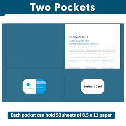 Two Pocket Folders, PANDRI 50 Pack 2 Pocket Folders, Letter Size Paper File Folder for School Office Home Business, DarkBlue - color: Darkblue