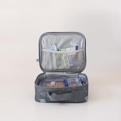 Tiny Twinkle Insulated Lunch Box for Girls and Boys | Durable and Reusable for School & Travel | Ages 3 and Up | Waterproof and Easy to Clean | PFAs and BPA Free（Space） - color: Space