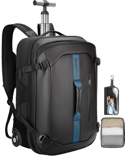 Travel Rolling Backpack Carry-On Set with 2 Storage Bags, 50L Wheeled Laptop Backpack with Wheels, Water-Resistant Luggage for Commute, Work, Travel, Camping & Fitness - color: Black-517