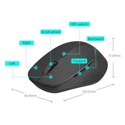 Rapoo M300G Silent Wireless Mouse, Bluetooth Mouse for Laptop, 2.4GHz with USB Receiver, 2400 Adjustable DPI Optical Tracking, 1 Year Battery Life, Compatible with PC, Black - color: Matte Black