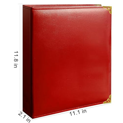 Oversized 1 Inch D-Ring 3 Ring Binder, Faux Leather, Red | Faux leather inside and out; fits 8.5 x 11 paper, sheet protectors, dividers, recipes, certificates, and files. - color: Red, size: 1 Inch