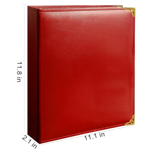 Oversized 1 Inch D-Ring 3 Ring Binder, Faux Leather, Red | Faux leather inside and out; fits 8.5 x 11 paper, sheet protectors, dividers, recipes, certificates, and files. - color: Red, size: 1 Inch