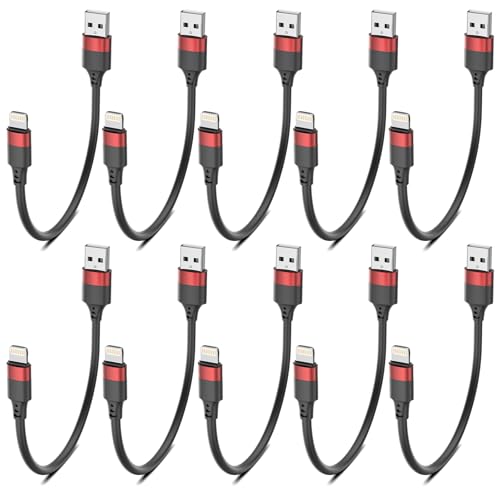 Bkduice 6 inch Short Lightning Cable Bulk 10Pack, [MFi Certified] Multipack 0.5ft iPhone Charge Cable, Short USB to Lightning Cord for Charging Stations, iPhone 14 13 12 11 Pro Max 8 7 6 iPod iPad - size: 6 inch, style: 10P Lightning