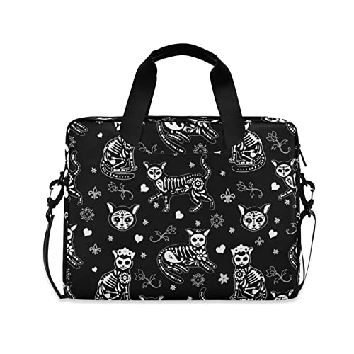 Laptop Bag 15.6 inch, Waterproof Laptop Case with Strap, Protective Laptop Carrying Case for Women&Men, Death Halloween Cats Gothic - color: Death Halloween Cats Gothic