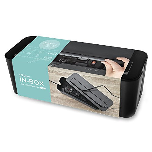 in-Box Extra Large Cable Organizing Management Box for Under Desk Surge Protector Concealer Black - color: Black, size: XL-Under Desk