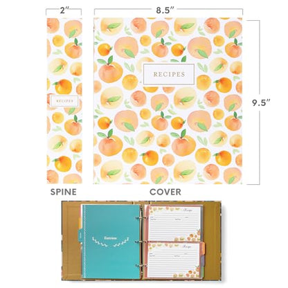 Jot & Mark 8.5"" x 9.5"" 3 Ring Recipe Binder with 50 Matching 4x6 inch | 50 Recipe Cards + 25 Sleeve Protectors + 5 Full-Page Sleeves + 6 Tabs | 8.5x9.5 | Peach Dream - color: Peach Dream, size: 8.5" x 9.5"