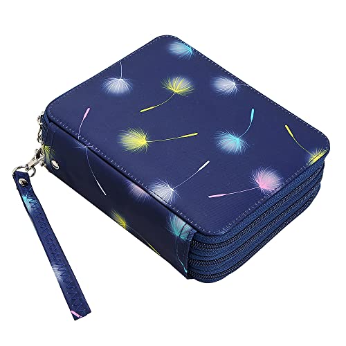 Portable Colored 72 Slots Pencil case Organizer with Printing Pattern for Watercolor Pens or Markers, Pencil Case Organizer for Artist - color: Dandelion