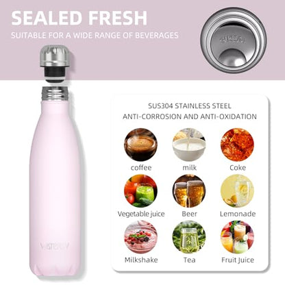 WATERSY Stainless Steel water bottles,17oz/500ml Insulated Water Bottles,Pink metal water bottle Keeps Drink Cold and Hot,BPA Free kids water bottles for School,Gym,Travel,Sports - color: Cherry Blossoms