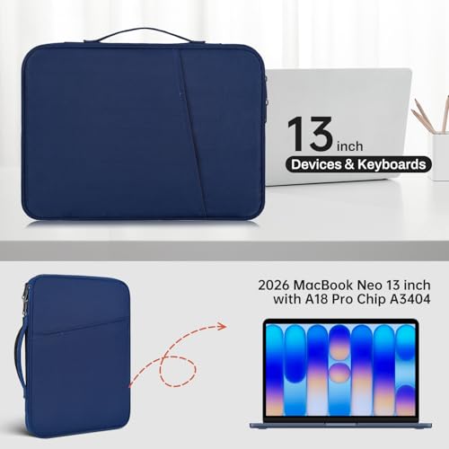 13 Inch Laptop Carrying Sleeve Case Compatible with 2026 Apple MacBook Neo 13-inch with A18 Pro chip A3404, MacBook Neo 13" Protective Shockproof Bag - Blue - color: Blue, size: 13 Inch