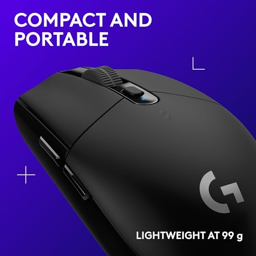 Logitech G305 Lightspeed Wireless Gaming Mouse - Black | Hero Sensor 12, Lightspeed 1ms Wireless, Up to 250h on 1xaa, 6 Programmable Buttons, 99g with Battery - color: Black, style: Classic