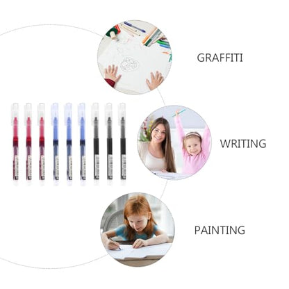 LALAFINA 9pcs Quick-drying Gel Pens Portable Office Sign Pens for Exams School and Everyday Use