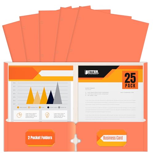 2 Pocket Portfolio Folders, 25 Pack, Trendy Cool Colors, Fits Letter Size Paper, for School, Office, Home, Matte Finish (Tropical Coral) - style: Tropical Coral
