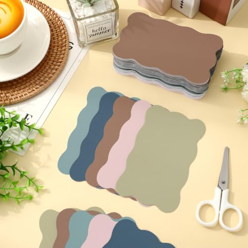 Whaline 150Pcs Boho Index Cards 3 x 5 Inch Neutral Color Flash Notecard Scalloped Blank Index Card for Note-Taking Studying Organizing School Office Supplies - color: Boho