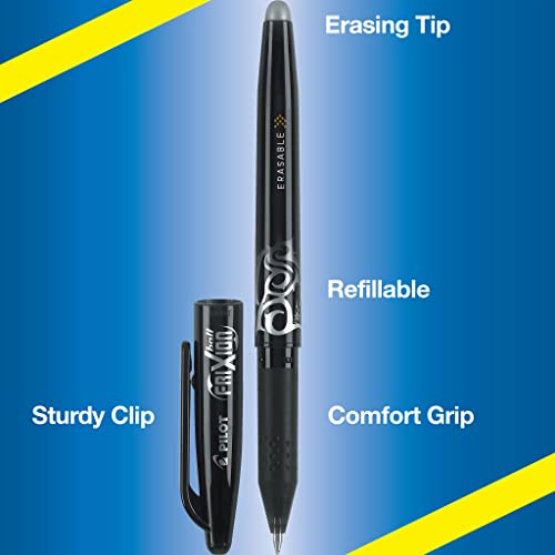 Pilot, FriXion Ball Erasable & Refillable Gel Ink Pens, Fine Point 0.7 mm, Pack of 2, Black