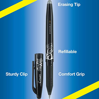 Pilot, FriXion Ball Erasable & Refillable Gel Ink Pens, Fine Point 0.7 mm, Pack of 2, Black