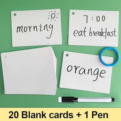 Double-Side Dry Erase Index Card - 20 Laminated Cards for Versatile Use | Laminated Cardstock 4.3x 3.1 inch, Reusable Blank Cards for Home, Work, School, Study Guide, to Do Lists, DIY Teaching Aids