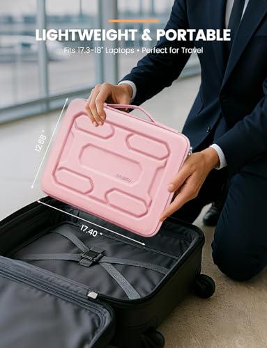 DOMISO 18 inch Laptop Sleeve with Handle Shockproof Computer Bag Waterproof EVA Protective Carrying Case for 17.3" MSI GS73VR Stealth Pro/HP Envy 17/LG Gram 17"/ROG Strix GL702VS, Pink - color: Pink, size: 17.5-18 inch
