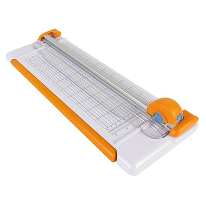 Fiskars Compact Rotary Paper Trimmer - 12" Cut Length - Portable Size with Extendable Base Deck - Self-Sharpening Blade - Scrapbooking Tool