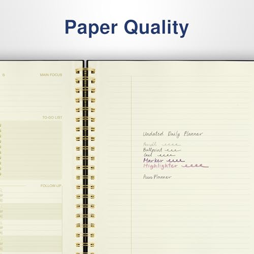 AuroPlanner Undated Daily Planner Notebook 8.5x11 Hourly Schedule Red | office & student planning, 180 pages 100 GSM cream white paper hardcover spiral bound notebook, 2026-2028 reference calendar - color: Red