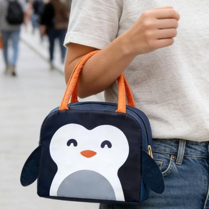 Lunch Bags Tote Cooler Bag Insulated Reusable Lunch Tote Bags Cartoon Portable Lunch Box Bag for Work Office Picnic Beach (Navy Blue Penguin) - color: Navy Blue Penguin