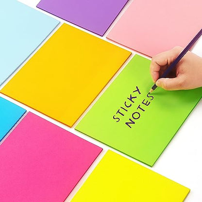 Sticky Notes 8x6 inch Bright Colors Self-Stick Pads 8 Pads/Pack 35 Sheets/Pad Total 280 Sheets - color: 8x6 in 8 Pads