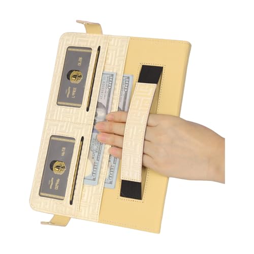 Shiny Case for iPad mini 5/4/3/2/1, Mini 7.9" Handbag Case, Techcircle Iridescent PU Leather Folio Envelope Pocket Stand Cover with Hand Strap+Shoulder Strap+Pencil Holder+Card Slots, Shiny Yellow - color: 03 Shiny Cream Yellow, size: iPad Mini 5/4/3/2/1