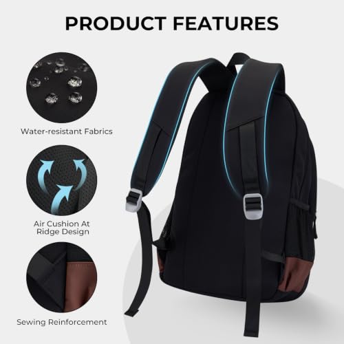 Glodwheat 3Pcs Backpack Set For Girls With Insulated Lunch Bag & Pencil Case, Lightweight Water-Resistant School Bookbag With 11 Compartments / 20L - color: Matte Black